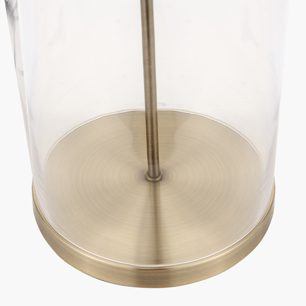 Cloche Clear Glass and Antique Brass Table Lamp